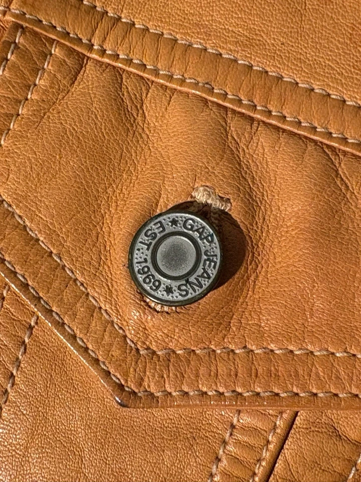 Chaqueta corta de cuero marrón naranja estilo vintage para mujer XS Gap Foto 2 de 4