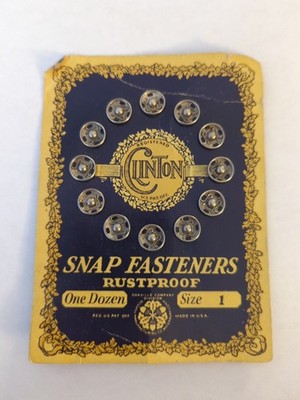 Vintage Snap Fasteners #1 Size Brass Clinton USA