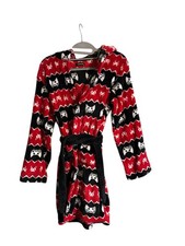 Cuddl Duds soft fleece bathrobe sz Youth Small Hoodie Red Black Game Gaming