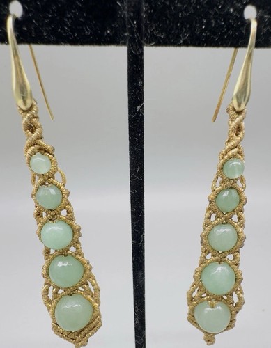 Sterling Silver 925 Vermeil 5 Faceted Graduated Chrysoprase Gemstone Earrings - Picture 2 of 5