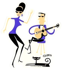 Guitar Girl STICKER Decal Artist Shag Josh Agle Last Few!