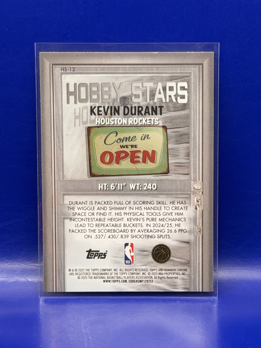 2025/26 Bowman Chrome Hobby Stars Kevin Durant HOF #HS-12 Houston