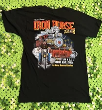Vintage 80s 90s Iron Horse Saloon Shirt Motorcycle Biker Pig Train Grunge Med