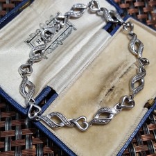 925 Sterling Silver Tennis Bracelet, Natural Diamonds, 0.230ct, Heart Bracelet 