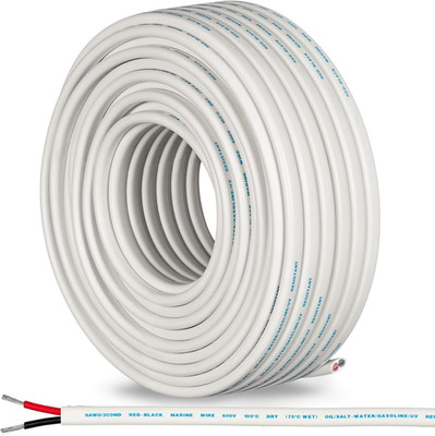 100 Ft Duplex Marine Wire, 16 Gauge Wire, Oxygen-Free Tinned Copper 16 AWG Elect