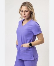 NWT Womens S Stretch Cherokee Ultra Protx2 Lavender Scrub Top