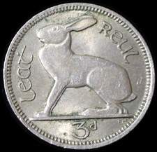 Ireland 3 Pence 1965 Hare Coin WCA B698