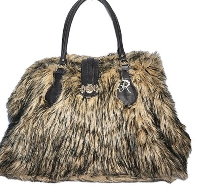 ABSOULTY BEAUTIFUL RAVIANI FAUX FUR XL CARRY ALL TOTE W/CRYSTAL R TAG  $645