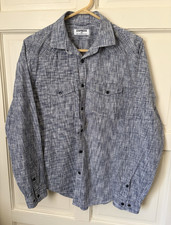 Express Men's Blue/White Plaid Cotton Pocket Long Sleeve Button-Up Shirt M