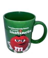 REDUCED      NEW M&M's Coffee Mug Green Red M&M Great Instincts
