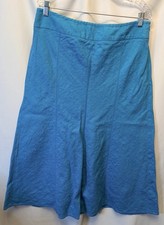 Talbots Size 14 100 Irish Linen Midi Maxi Flare Skirt Bright Turquoise Zip Side