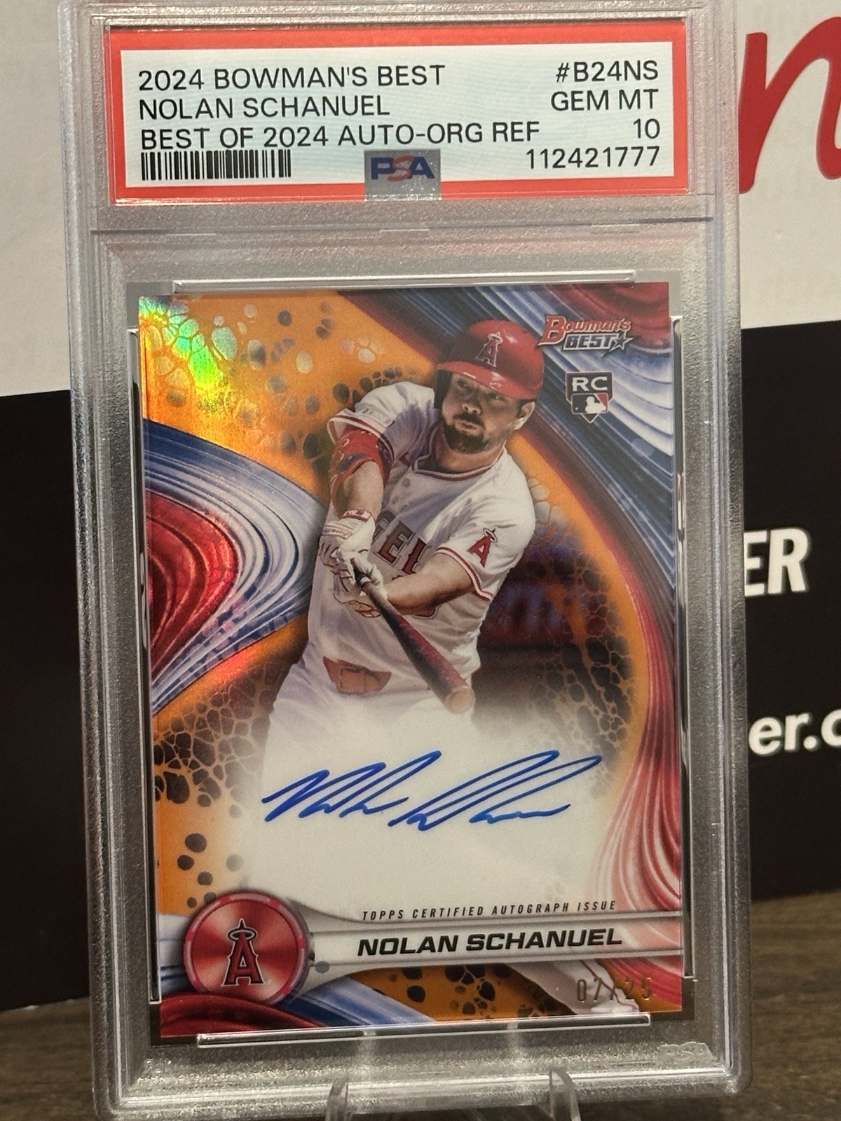 2024 Bowman’s Best Orange Nolan Schanuel /25 Auto PSA 10 SSP 07/25 Rookie RC