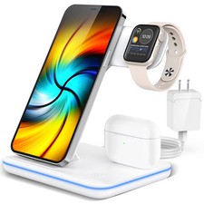 Wireless Charging Station, 2023 Upgraded 3 in 1 Wireless Charger Stand with Brea