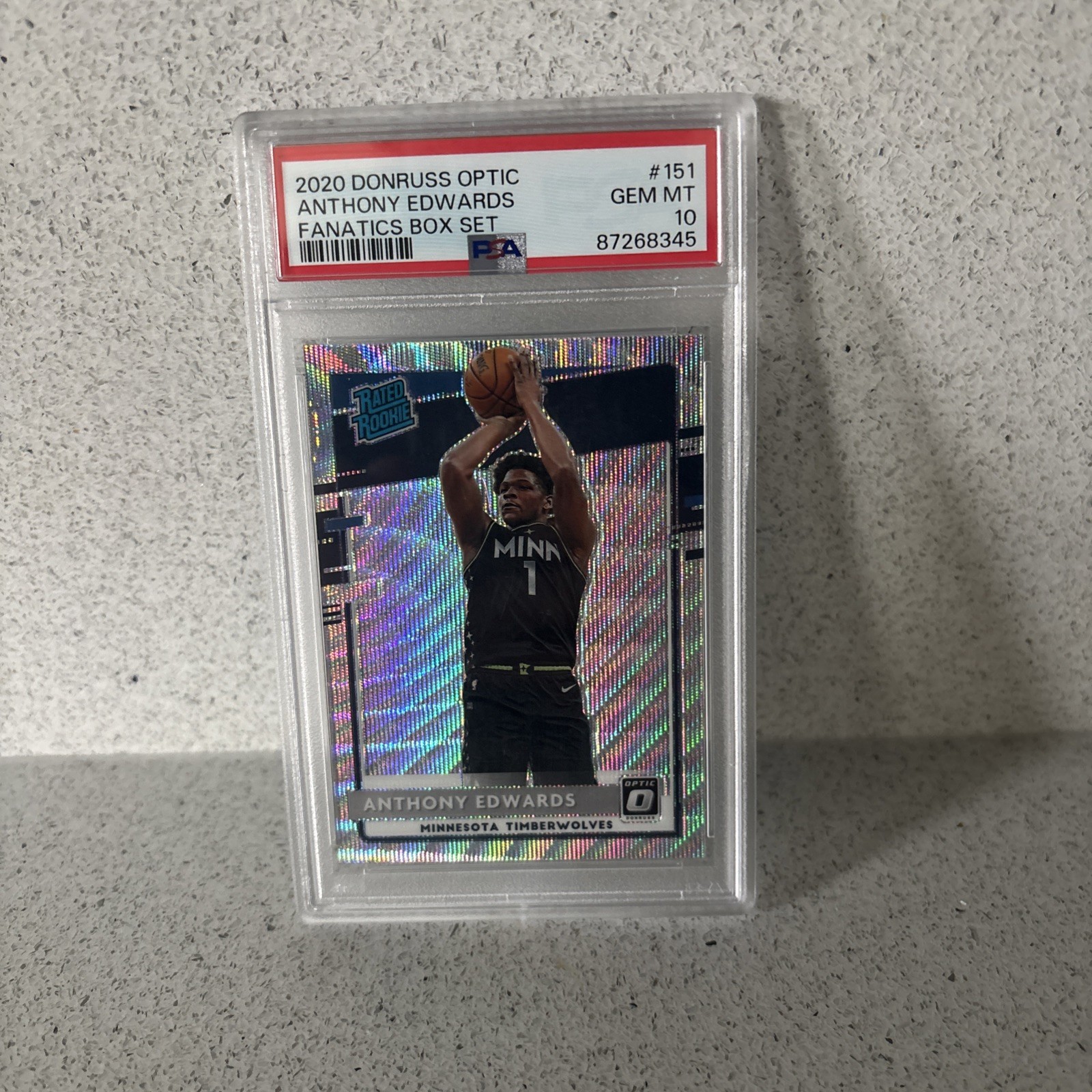 2020 Donruss Optic Anthony Edwards Fanatics Box Set PSA 10 Rc #151