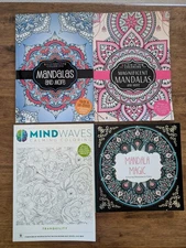 1 Mind Waves Calming Coloring and 3 Mandala Adult Coloring Books - Paperback