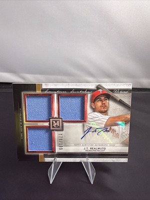 Topps 2020 Museum Collection J.T. Realmuto Auto Triple Relic SSTA-JTR /199