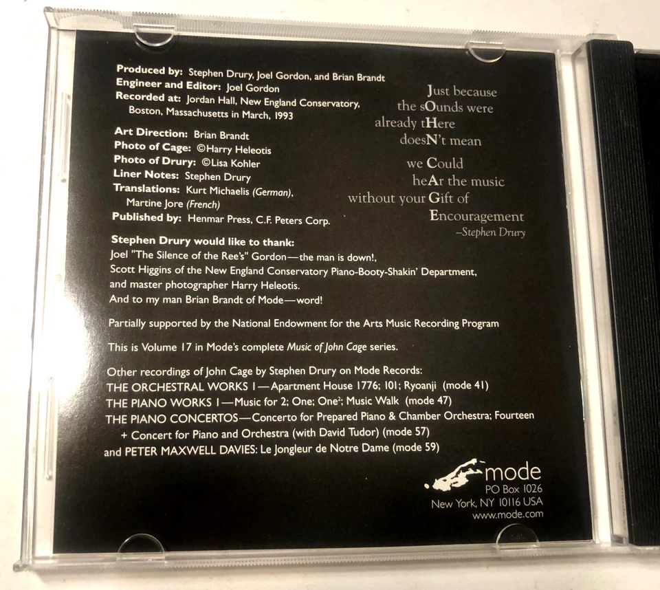 John Cage The Piano Works 3 The Seasons Aslp Cheap Imitation CD Stephen Drury Foto 4 de 4