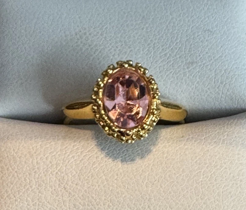 Gold Toned Ring With Avon Pink Stone, Size 6.25 - Image 2 of 4