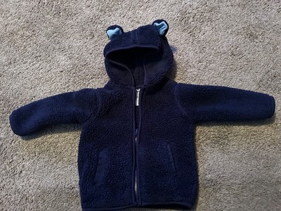 GARANIMALS 12M NAVY BLUE FURRY BEAR FLEECE WITH HOOD JACKET 