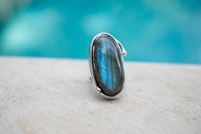 Natural Labradorite Ring 925 Sterling Silver Gemstone Ring Boho Ring Women Ring