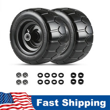 2 Pack 11x6.00-5 Flat Free Lawn Mower Tire And Wheel 11x6-5 Tires 353lb Capacity