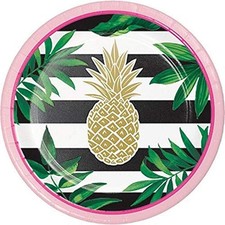 Pineapple Wedding Summer Luau Beach Theme Party 7" Paper Dessert Plates