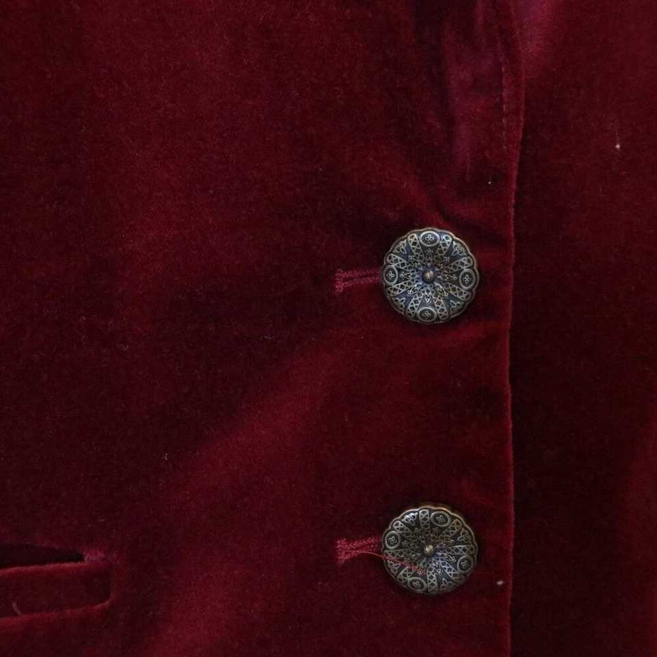 MODCLOTH burgundy red velvet blazer 2X button classic holiday formal chic party - Image 4 of 4