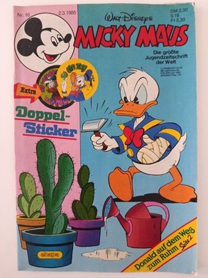 Micky Maus Nr 10 2.3.1985 Ehapa Disney Comic Heft Donald Duck Sticker Vintage