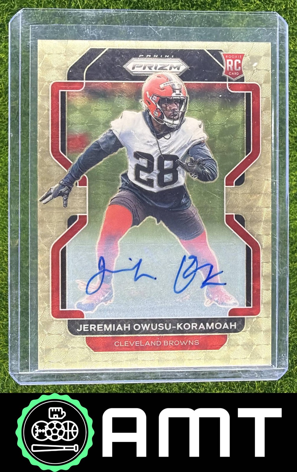 Jeremiah Owusu-Koramoah Panini Prizm #389 Autograph Gold Vinyl