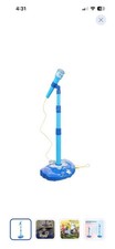 Kids Microphone Stand Music Educational Toy, Blue, Adjustable, Age 3-7 Years