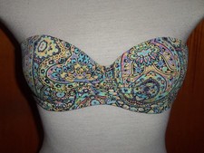 Victoria's Secret Paisley Push-Up Ruched Bandeau Bikini Strapless Swim Top 32C