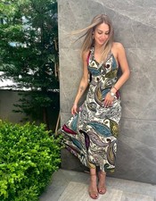 ZARA NWT $119 ZW COLLECTION PRINTED HALTER DRESS PRINTED | 3126/145 S