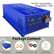 8000W 12/24/36/48VDC to 120VAC Pure Sine Wave Inverter Peak 16000 Heavy Duty