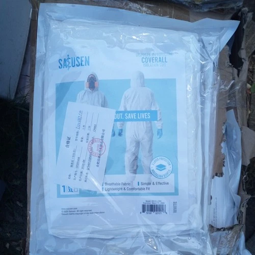 (10) LARGE Disposable Full Body Coverall Suit  Protective Isolation Coveralls - product listing photo