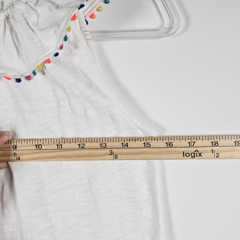 Boden Kids Youth Pompom trim White Shirt Top size 13-14 yo 164cm Preppy Summer - Image 3 of 4