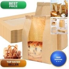 NPLUX Confezione da 100 Sacchetti per Pane a lievito madre con finestra kraft 8,27x13,6x3,54In