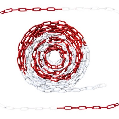 Absperrkette Stahlkette - Rot Weiß 5mm - Stabil Robust Langlebig - Absicherung