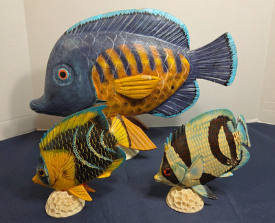 Decorative Wooden Fish Set of 3
