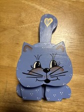 Hand-Painted 3 D Wooden Cat Kitty Art Home  Decorative Shelf Sitter 7  Tall