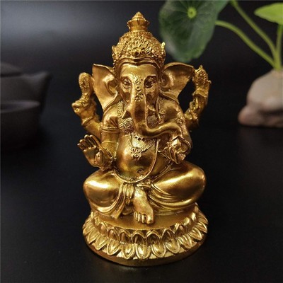 Gold Lord Ganesha Statues- Hindu Elephant God Statue Resin Sculpture Indian... 