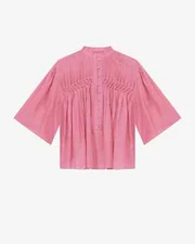 Isabel Marant Etoile Womens Destiny Pleated Cotton Viscose Blouse Tunic Top L 38