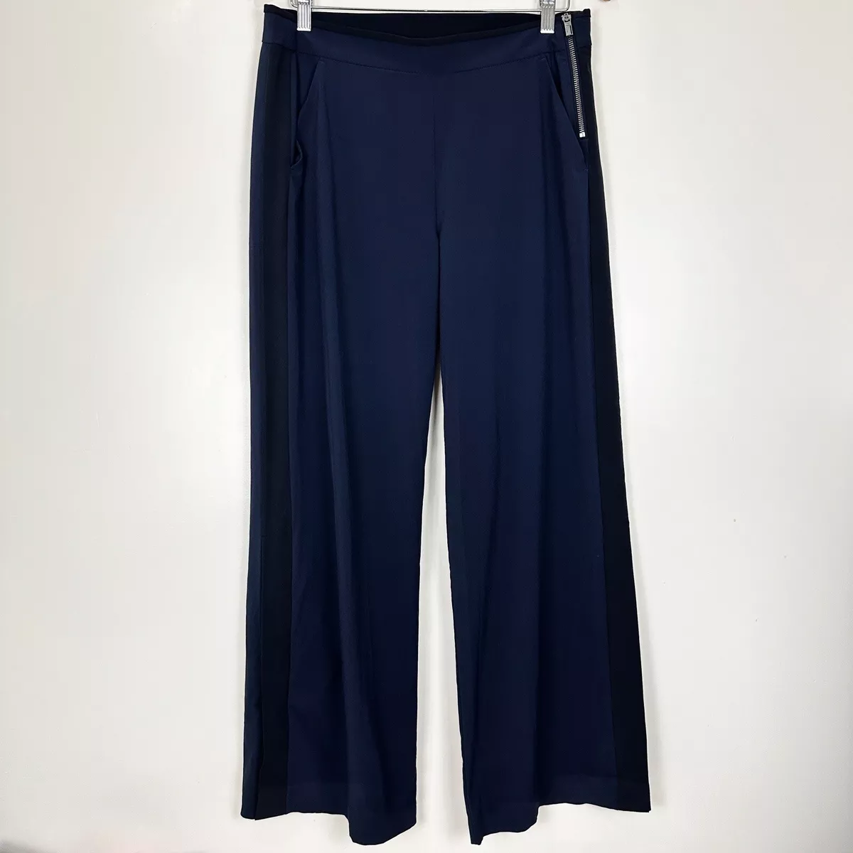 Athleta Gramercy Track Trouser Navy Black Wide Leg Pant SIZE 10 376009 01