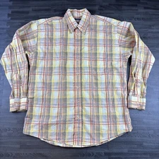 Burberry London Shirt Mens Large Nova Check  Cotton USA Long Sleeve Button Down