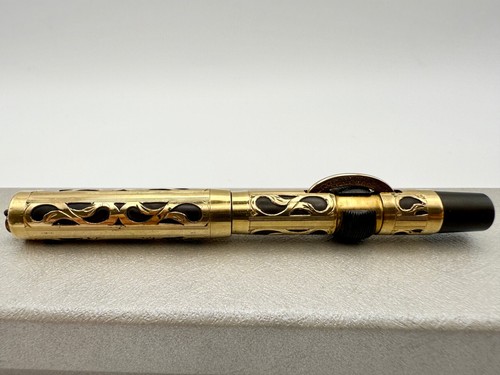 CONKLIN CRESCENT #2 GF FILIGREE OVERLAY FOUNTAIN PEN EF 14K BUTTER FLEX - Picture 2 of 13