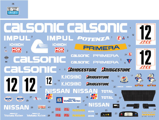 SHUNKO MODELS 1/24 Calsonic Nissan Primera 1994 Decal for Tamiya