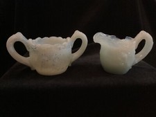 EAPG - Unknown Mfg. "Wild Rose" Child's Sugar  creamer -Blue tint