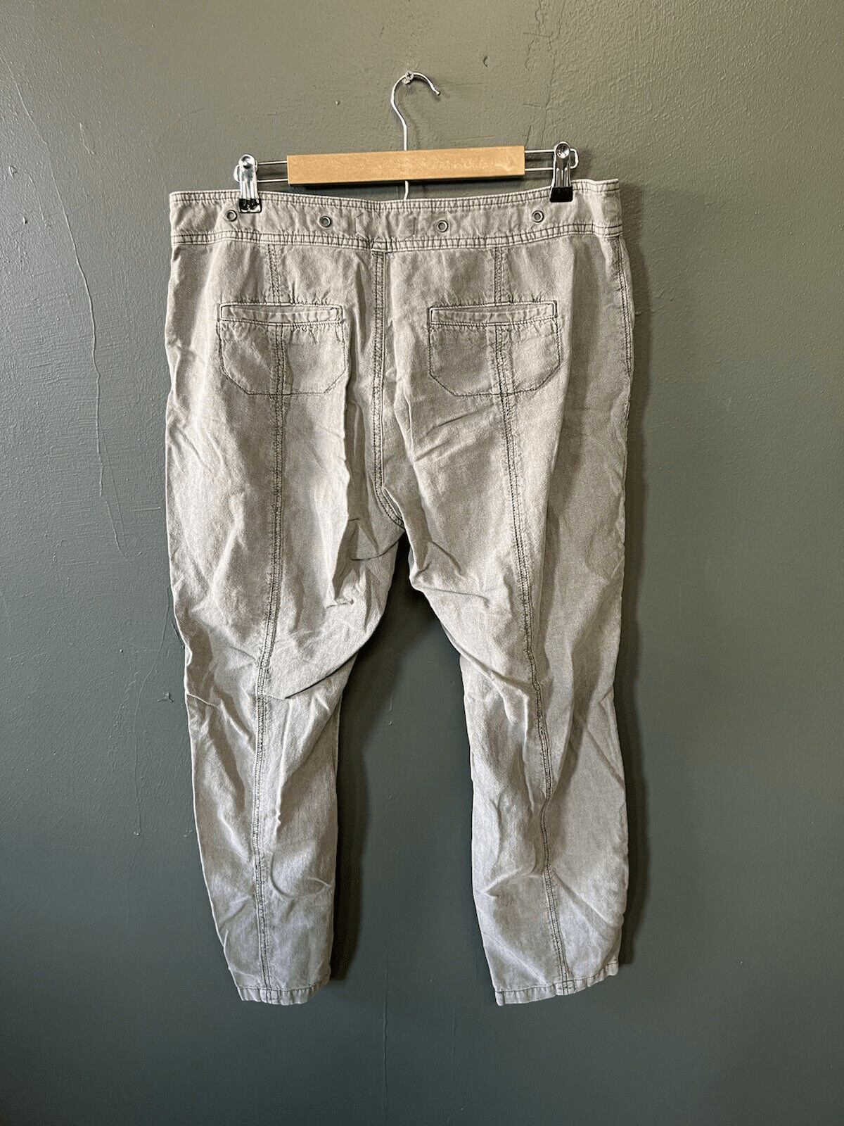 Sundance Womens Gray Basic Linen Cropped Pants Ta… - image 2