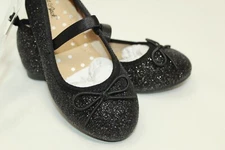 NWT Cat & Jack Girls Shoes Sparkling Black Glitter Slip on Ballet Flats SIZE 9