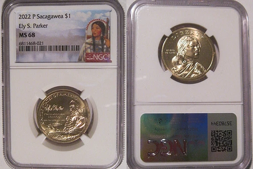 2022 P Ely S. Parker Native Sacagawea $1 Dollar NGC MS 68