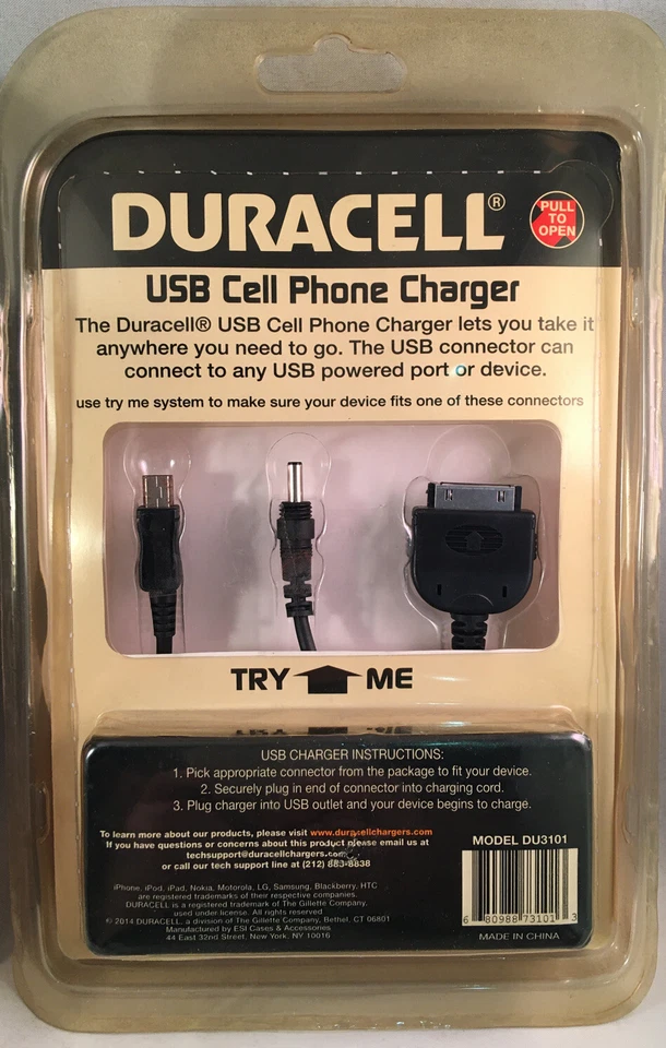 Лот из 2 ~ Duracell USB сотового телефона зарядное устройство модель DU3101 - Изображение 3 из 3